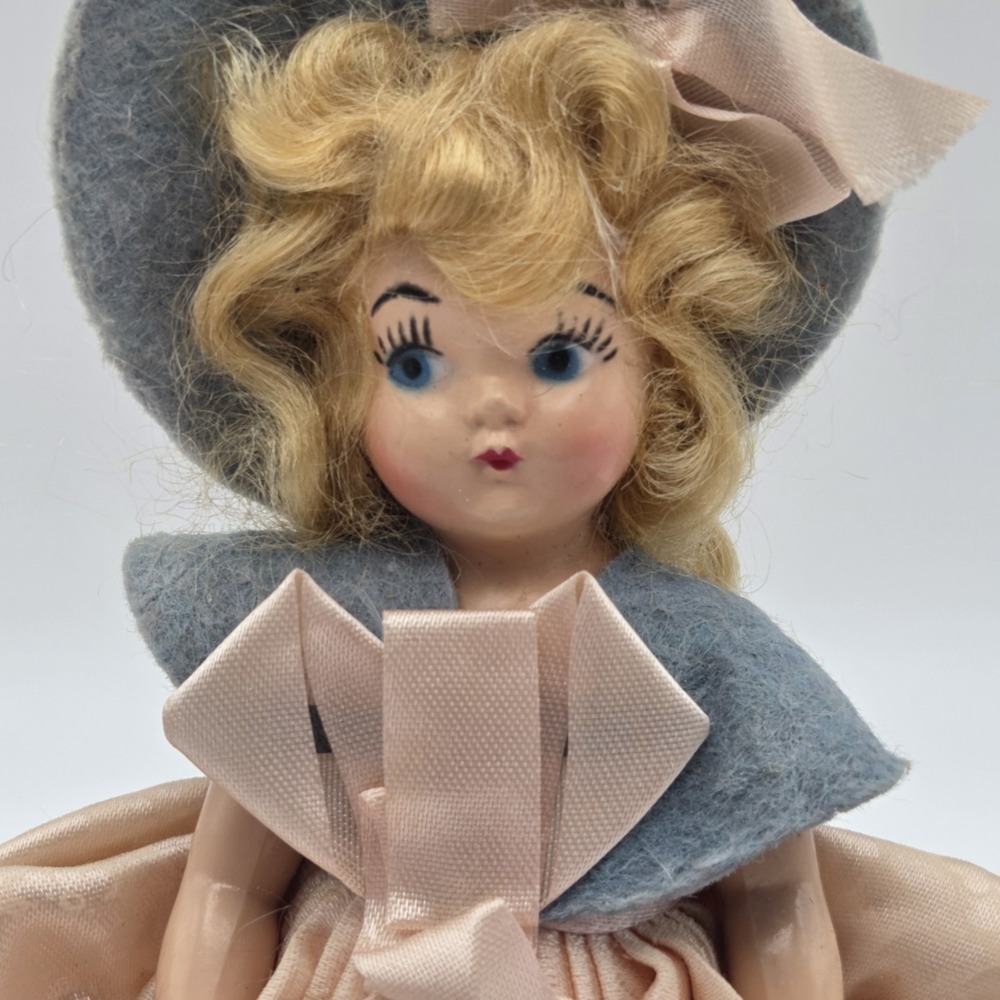 Vintage 1940s Composition Princess Anna Storybook Doll Blonde Hair Pink Dress - Picture 2 of 8
